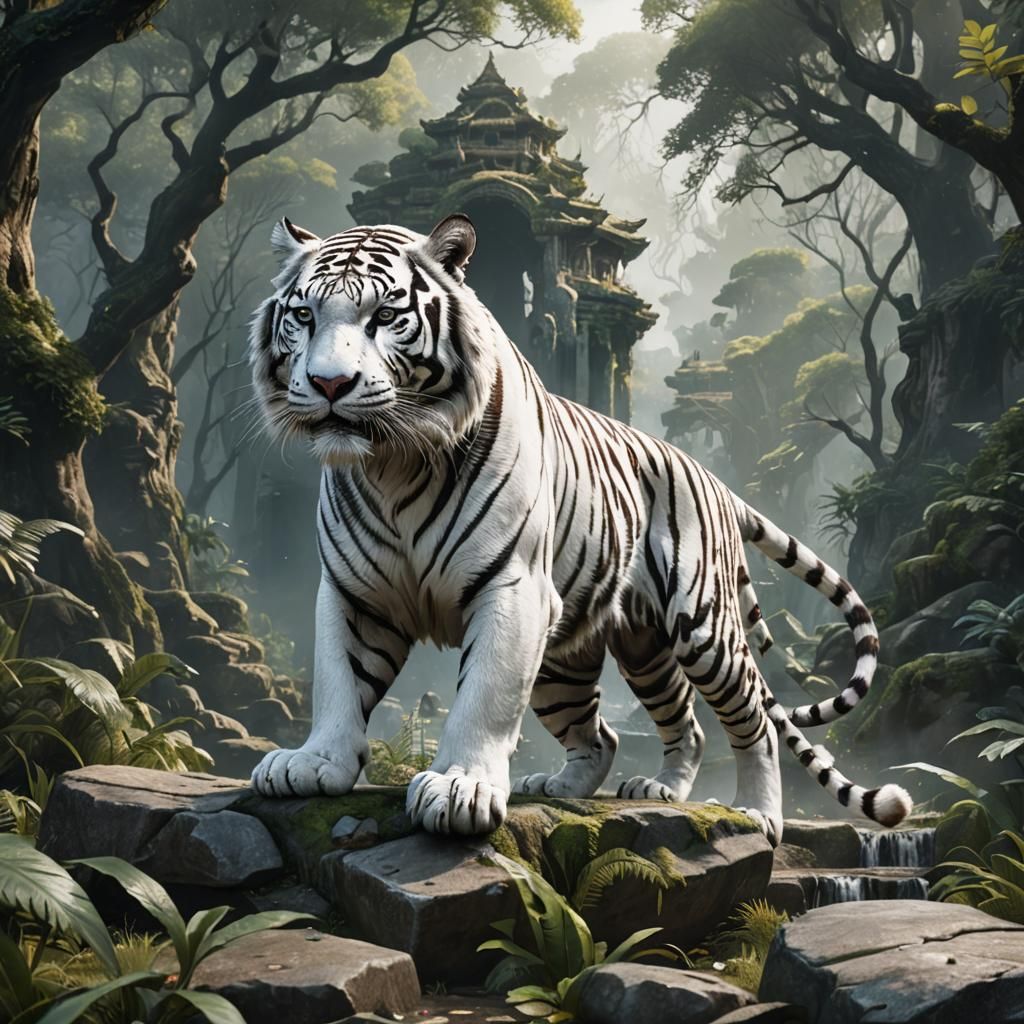 Majestic White Tiger Fantasy Concept Art