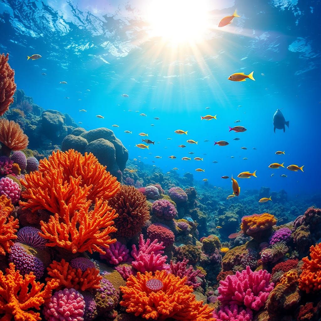 Vibrant Coral Reef Ecosystem with Diverse Marine Life