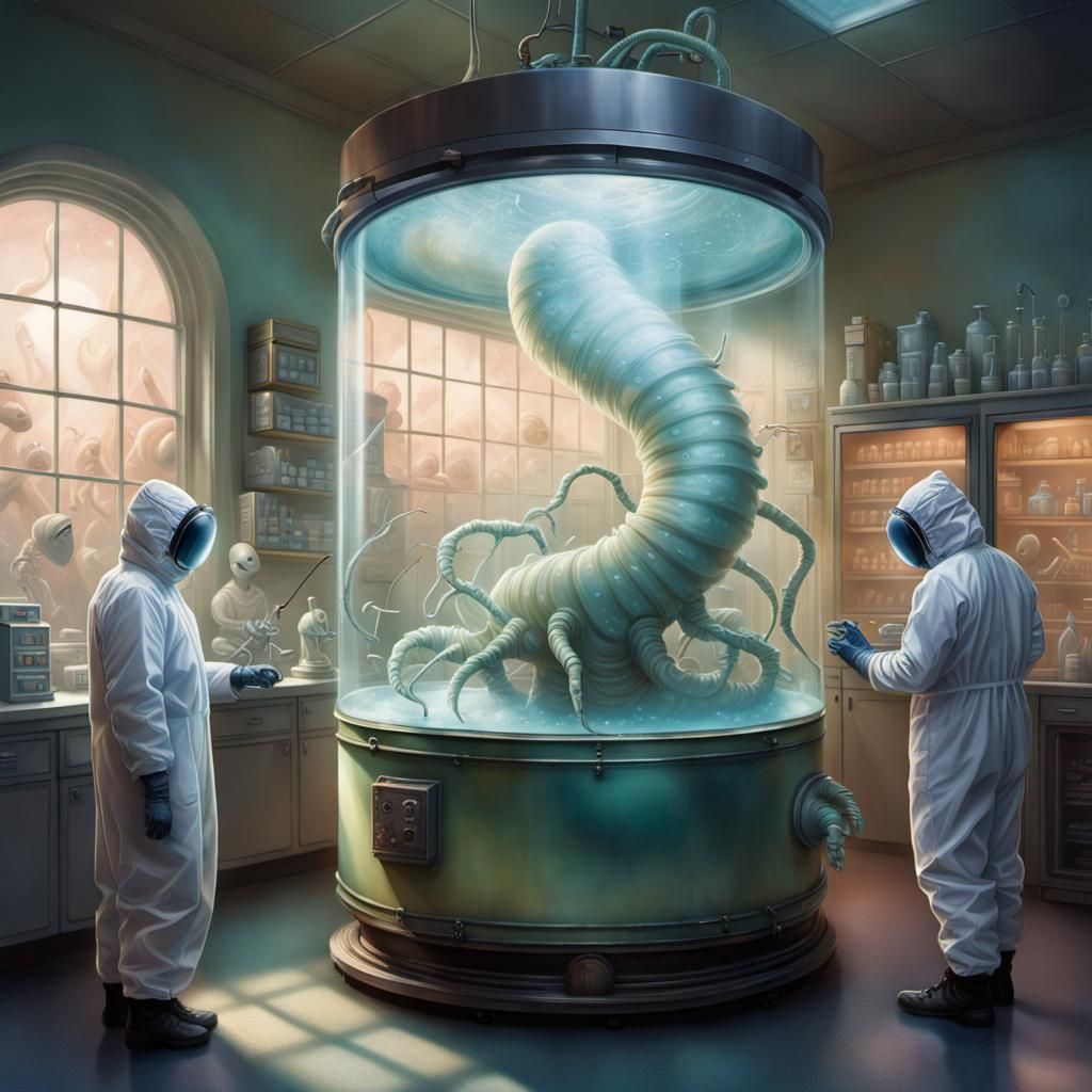 Scientists Observe Alien Specimen in Laboratory