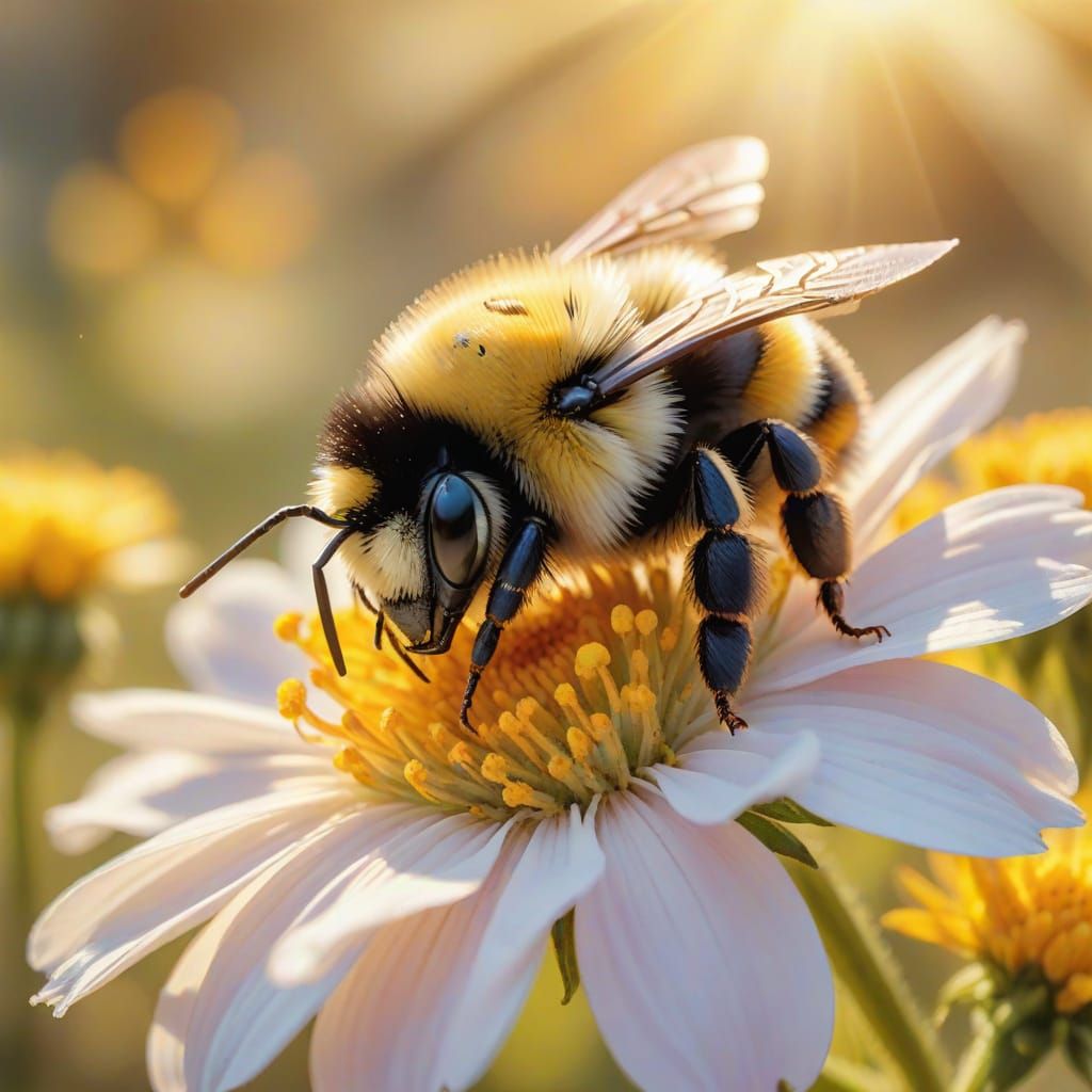 Bumblebee Sleeping: Impressionist Macro in Pastel Colors