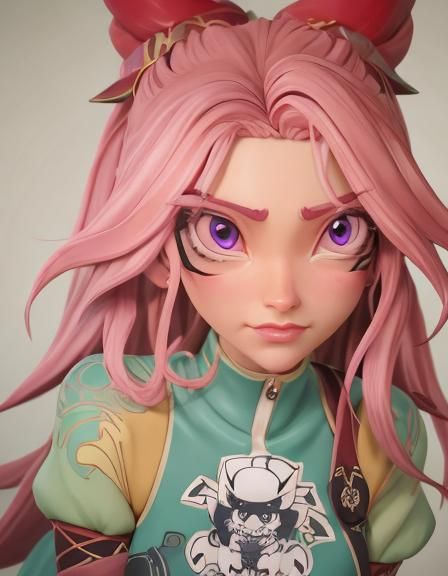 <lora:pretty woman:1.0> Cute girl with three eye creatures b...