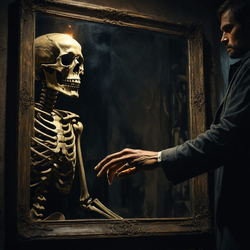 Dark Fantasy: Skeletal Hand Transformation in Chiaroscuro