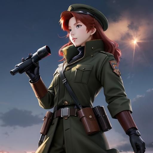 Redhead in Military Coat: Anime Key Visual