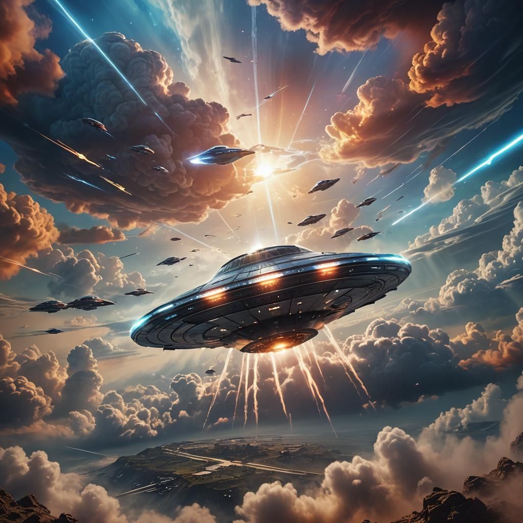 UFO Breaks Through Clouds at High Speed