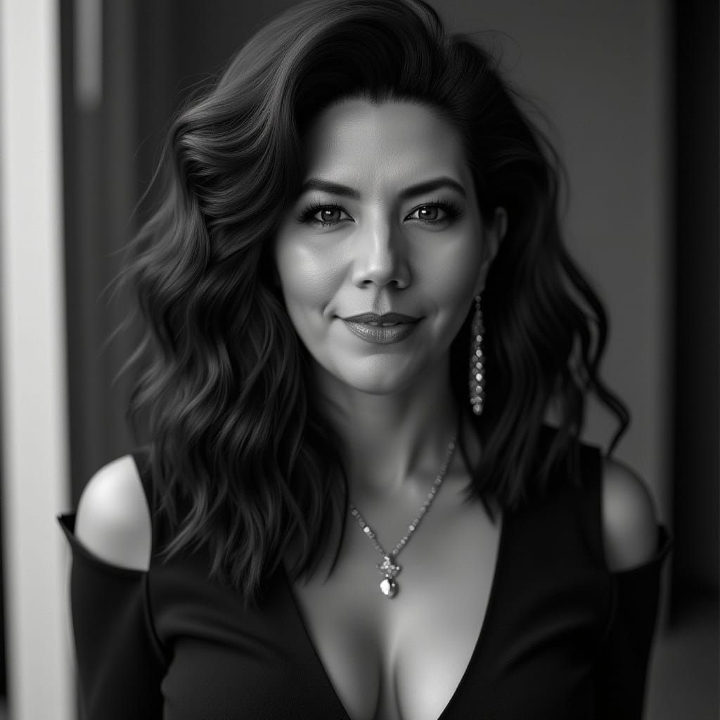 Elegant High-Fashion Supermodel in Black and White