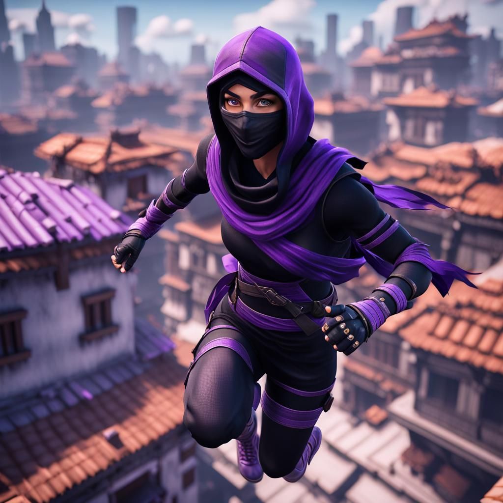 Ninja Woman in 90s Platformer Game: 3D Render