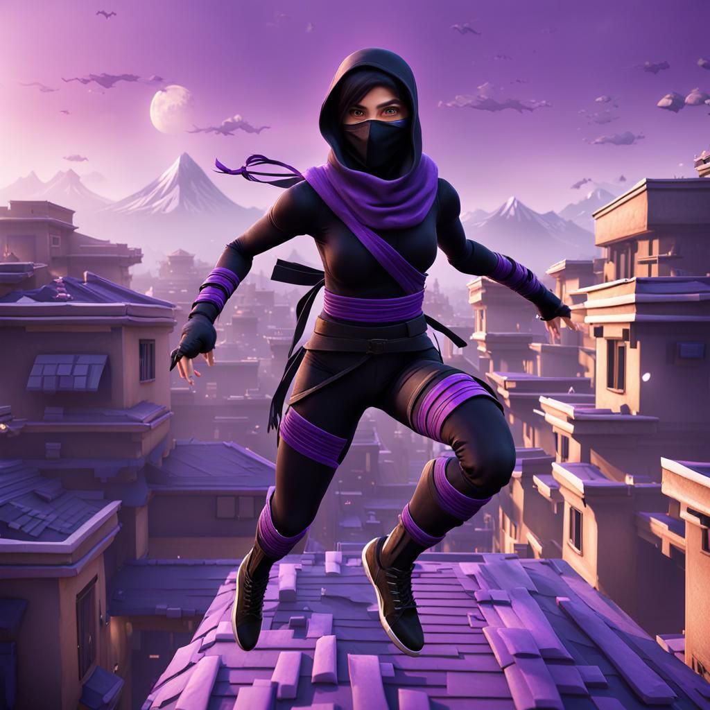Ninja Leaping Across Rooftops in 90s Game Style
