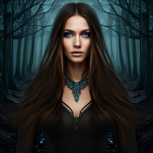 Beautiful Woman in Autumn Forest: Matte Painting