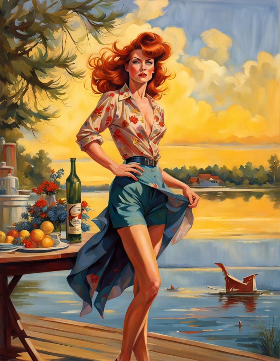 Auburn Beauty on Lake House Patio