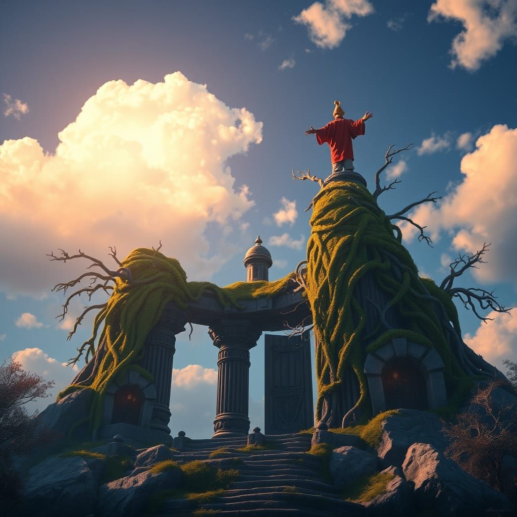 Majestic Gatekeeper in a Mystical, Ancient Setting