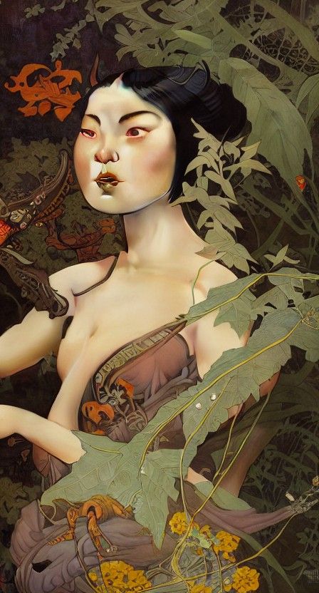 Frog Wife Yokai: Hyperrealistic Horror Fantasy Portrait