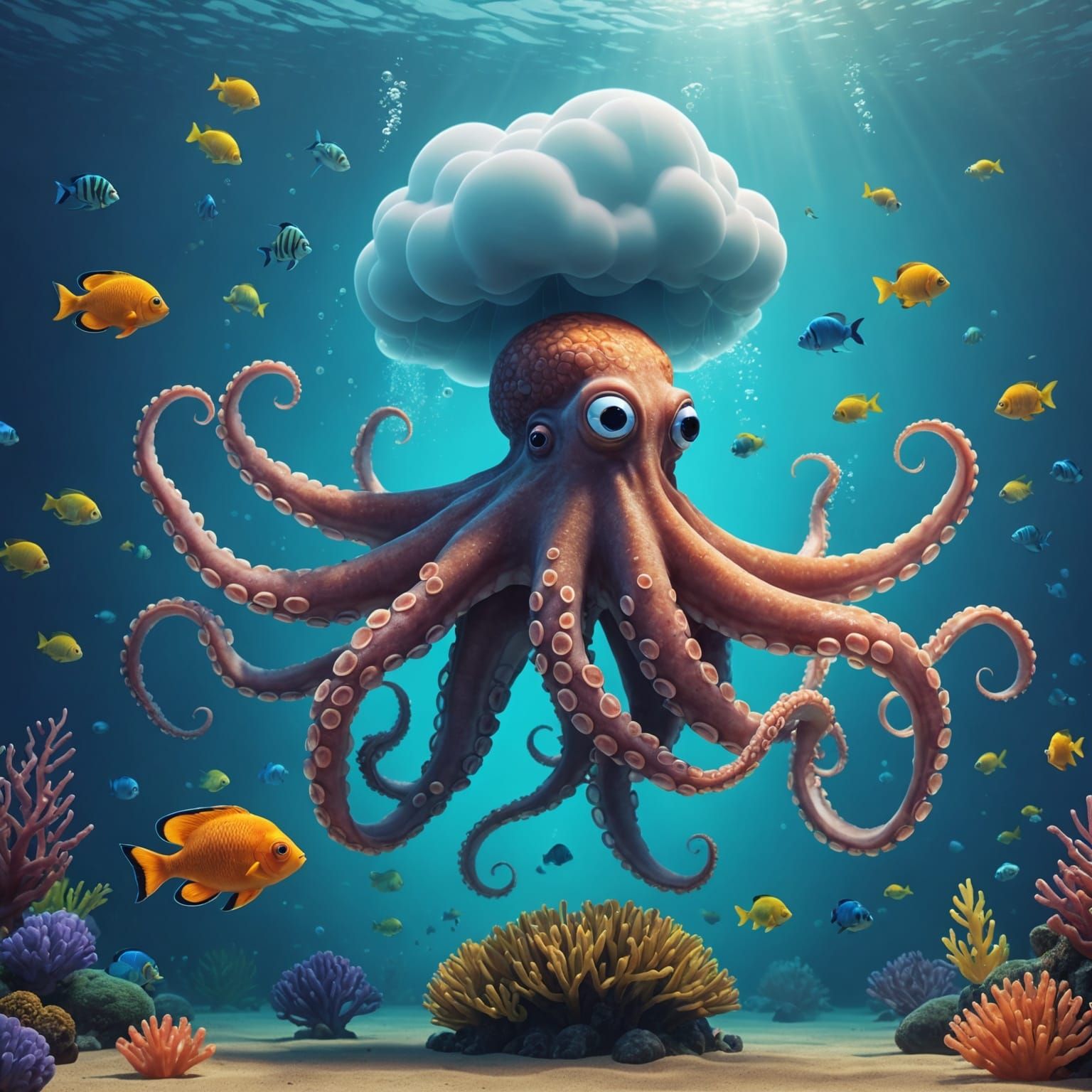 Embarrassed Octopus Creates Underwater Gas Cloud