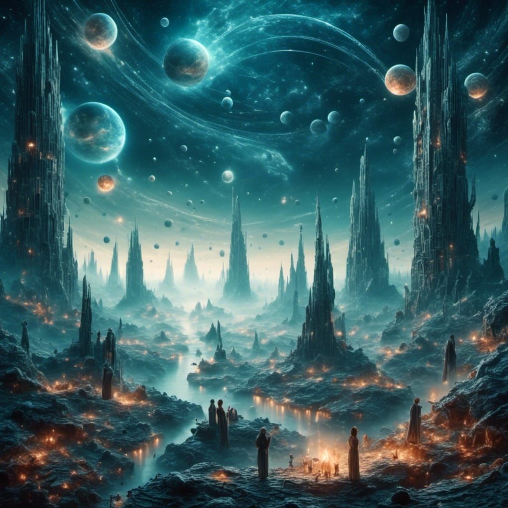Surreal Alien World Landscape with Eyes