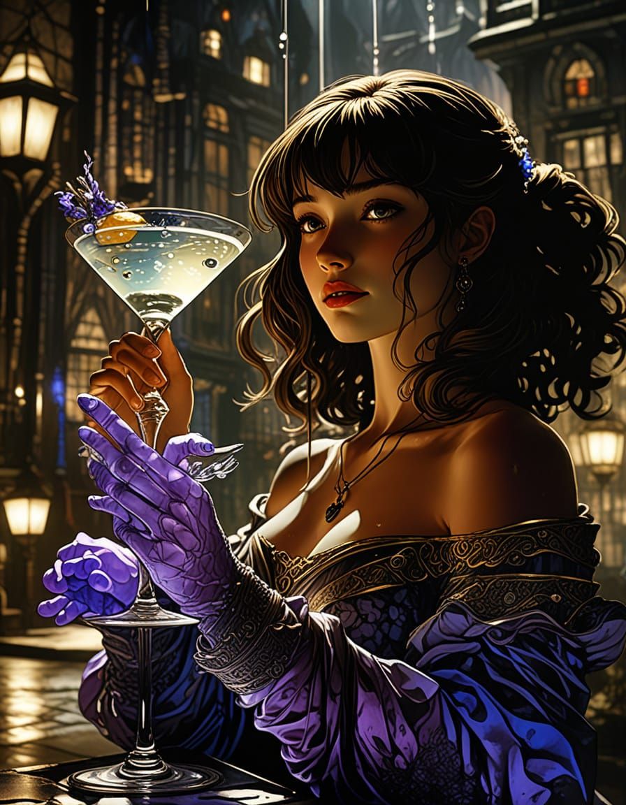Sleek Secret Agent Sips El Dry Martini in Whimsical Anime Se...