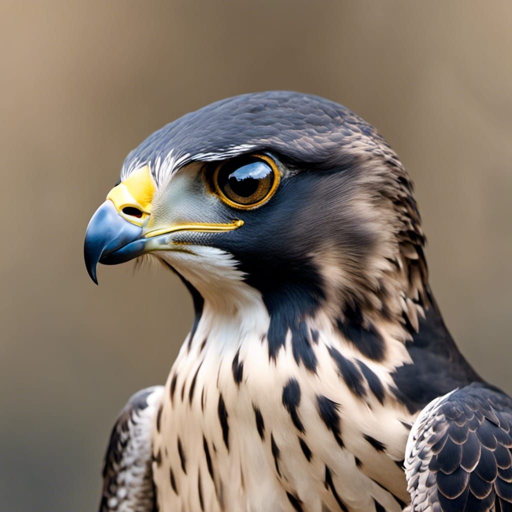 Zoomed close up of a Peregrine Falcon