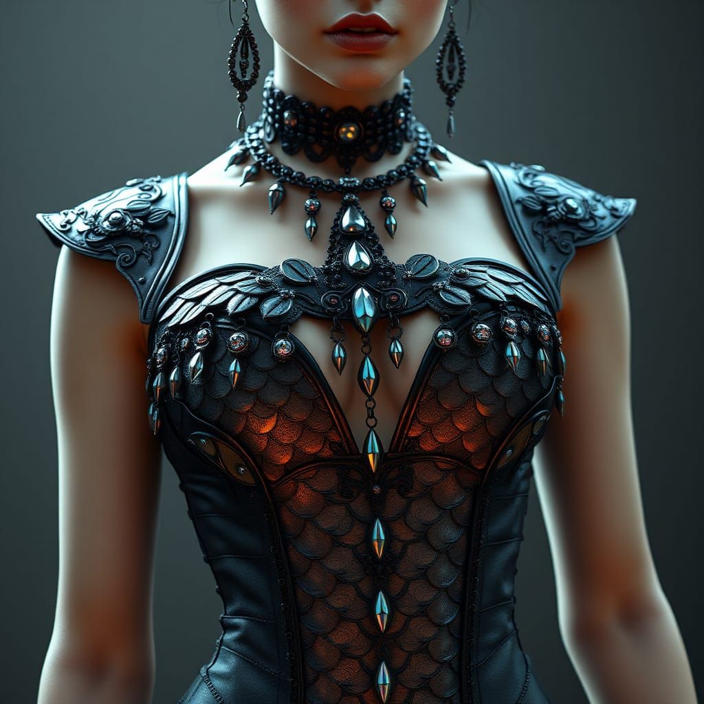 Dragon Scale Corset: High Fashion 3D Render
