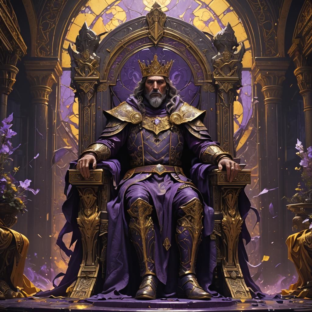 Fantasy King on Throne, Hyperdetailed Concept Art