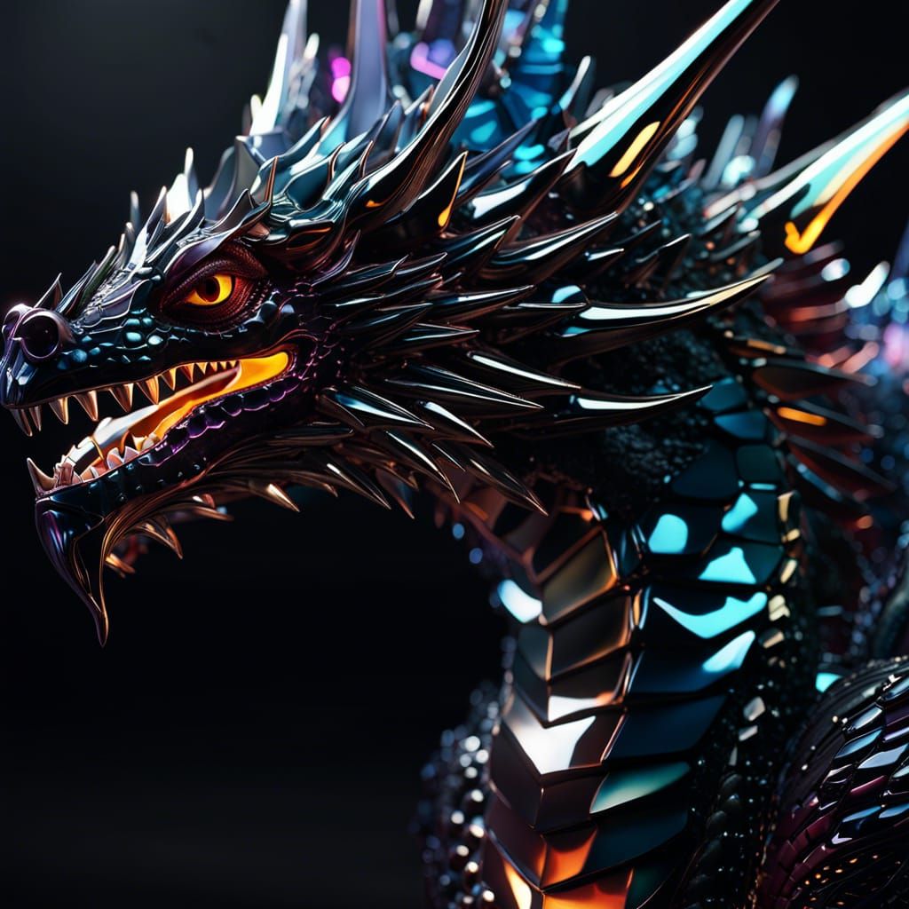 Intricate Glass Shard Dragon in Hyperrealistic 3D