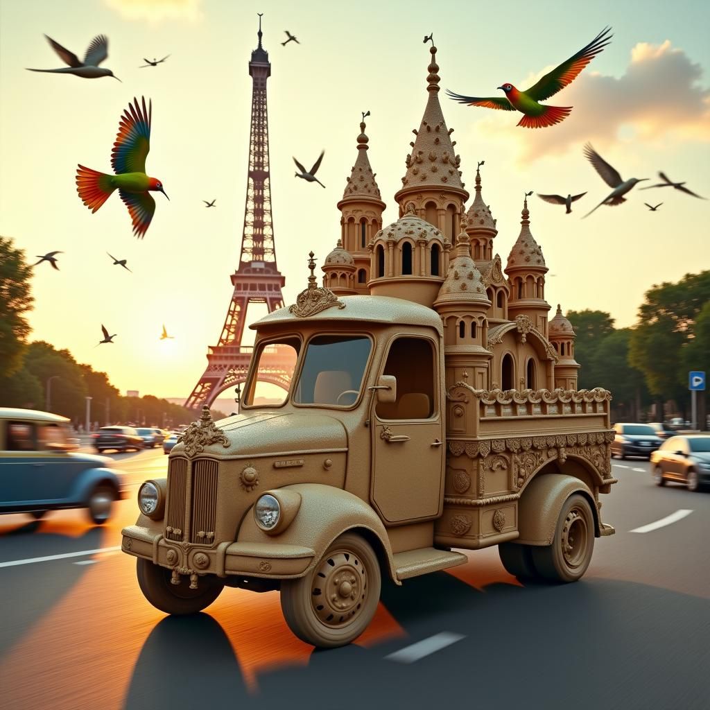 Sandcastle Truck in Paris, Cinematic Realism