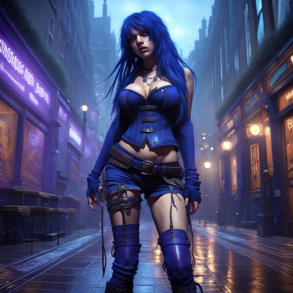 Detailed Emo Girl Portrait in Dark Fantasy Style