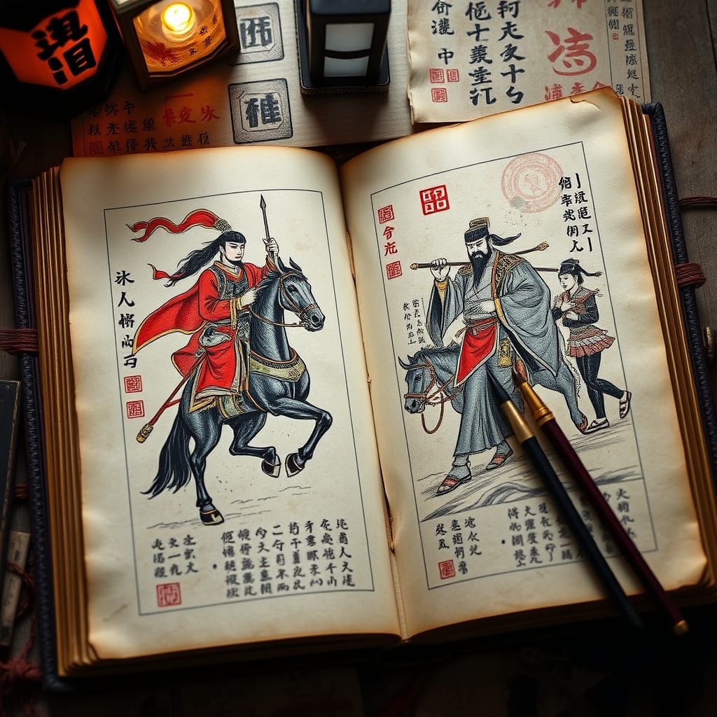 Antique Book Showcases Three Kingdoms Warriors in Meticulous...