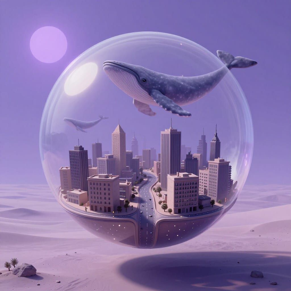 Surreal City Bubble in Desert Sky