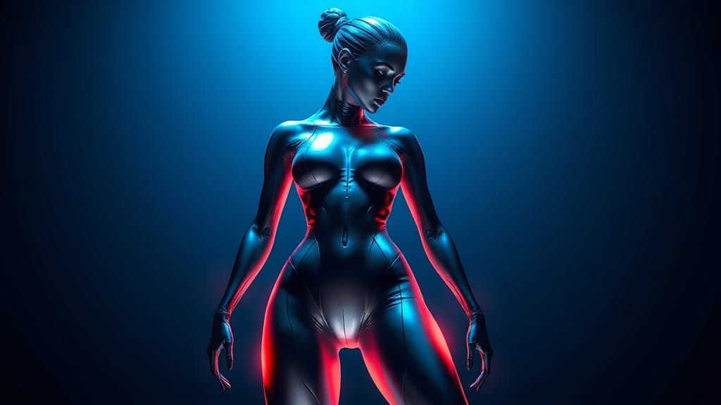 Futuristic Abstract Female Form in Neon Lighting