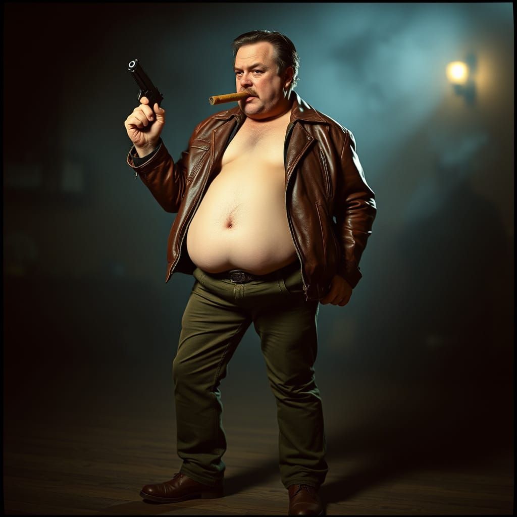 Tough, Smoky Gumshoe in a Cinematic Film Still