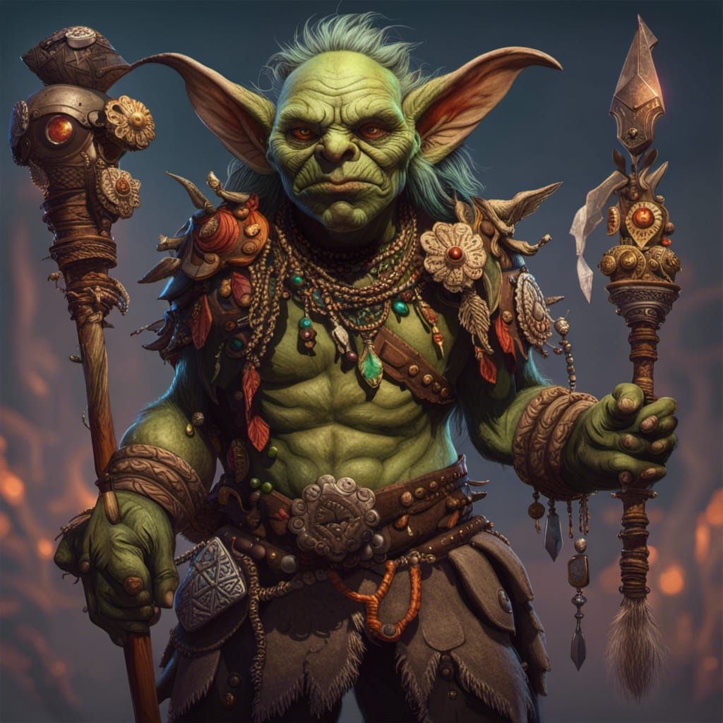 Goblin Shaman Ready for War: Hyperrealistic Concept Art