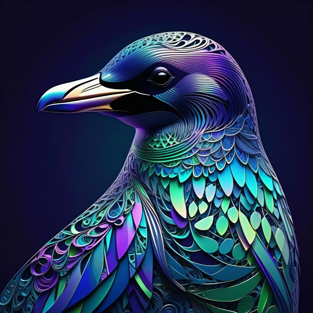Fractal Penguin: Abstract Digital Art in 3D