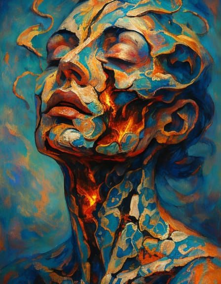 Surreal Melting Portrait in Oil Painting Style