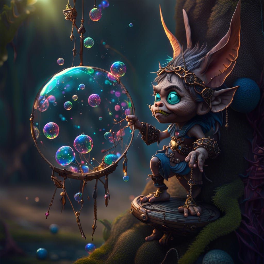 Goblins Catching Bubbles on a Dreamcatcher