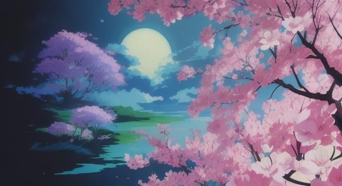 Blooming Flowers in Anime Style