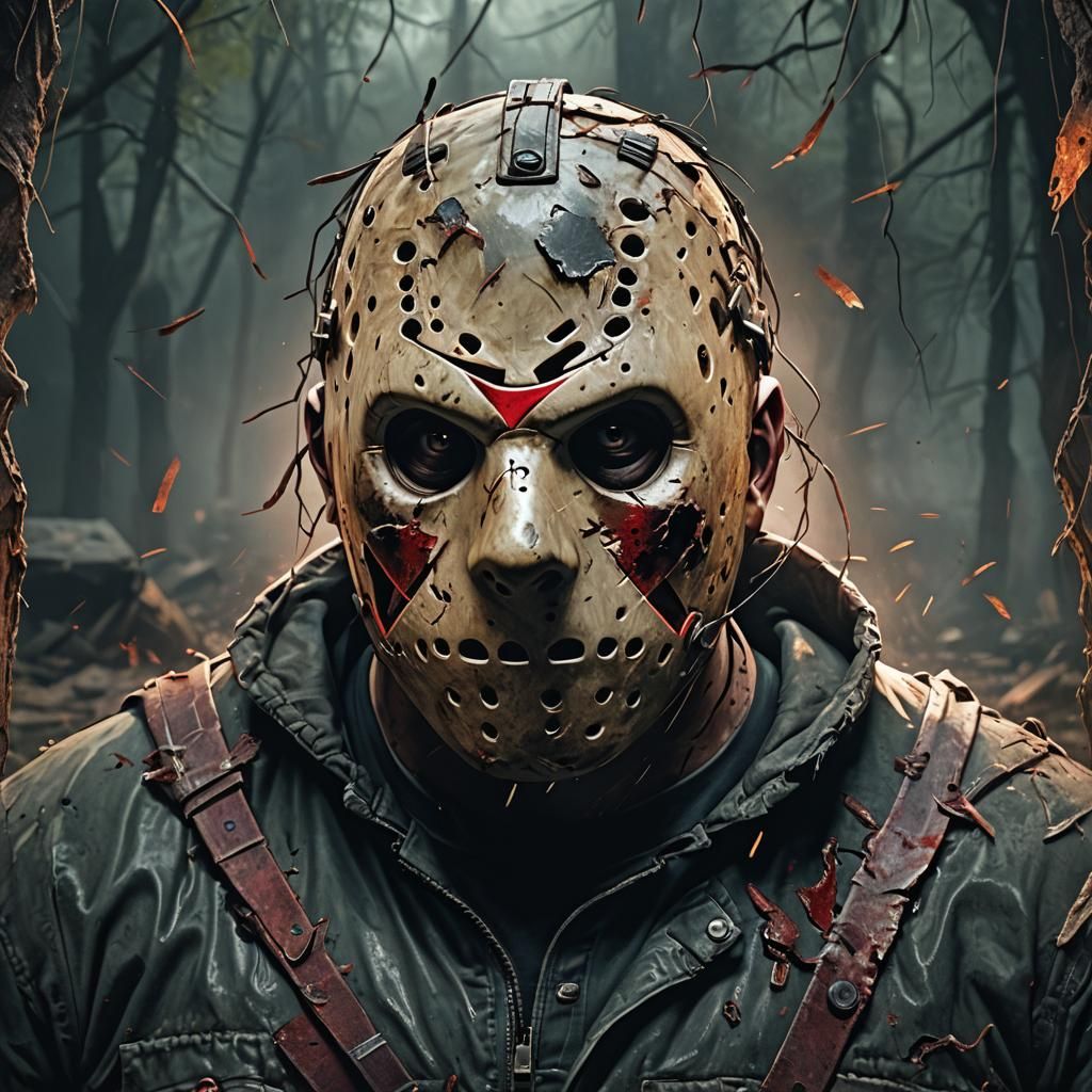 Scary Jason Voorhees Portrait in Detailed Matte Painting
