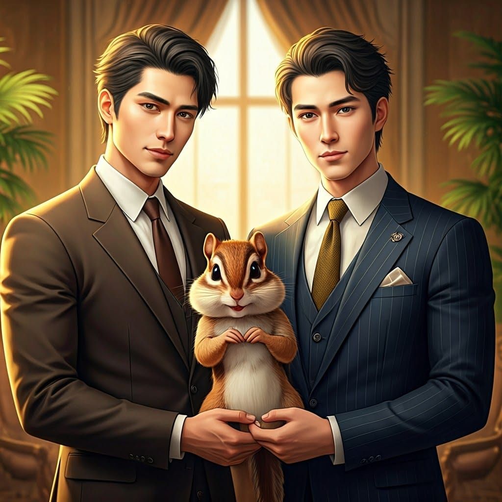 Formal Family Moment with Whimsical Chipmunk Interruption