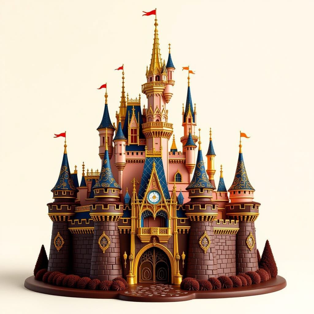 Decadent Chocolate Castle in Digital Art Style