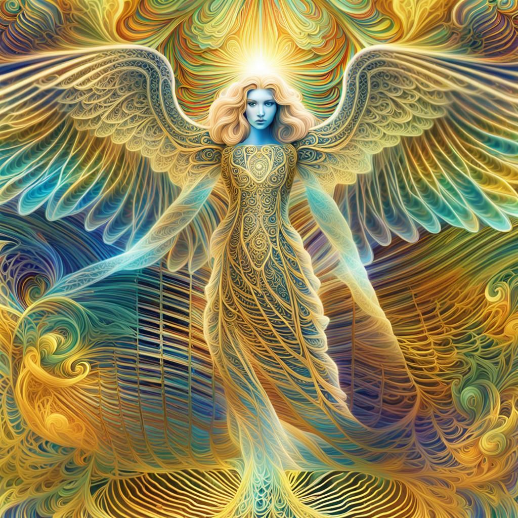 Iridescent Angel Portrait in Detailed 3D Shading