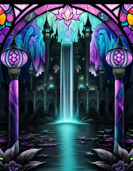 Psychedelic Lotus Flower in Mixed Media Collage