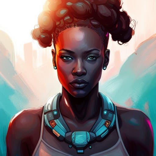Cyberpunk African Woman Portrait in 8K