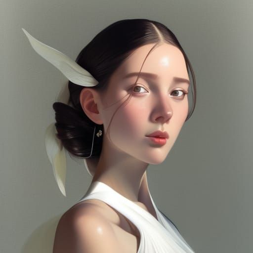 Woman with Side Braid in Art Nouveau Style