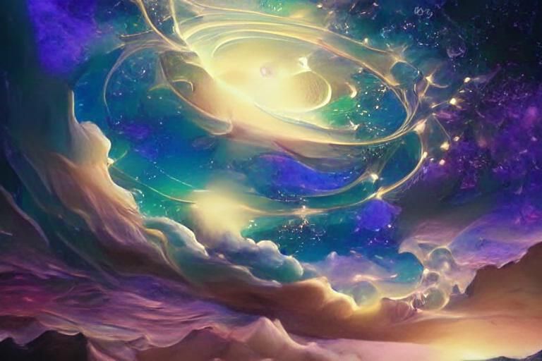 Yin Yang Mandala of Stars in Art Nouveau Style