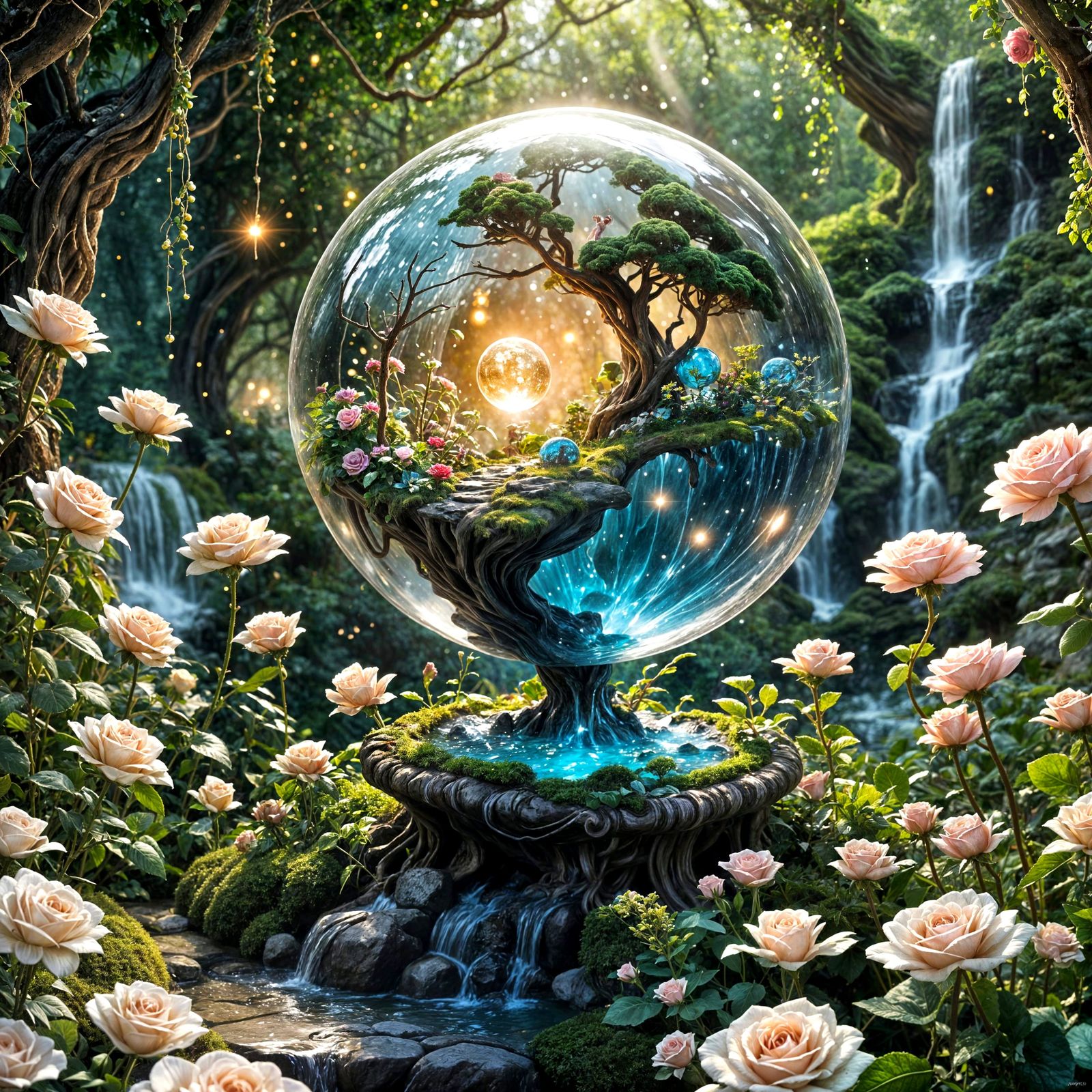 Magical Orb Over Fantasy Landscape