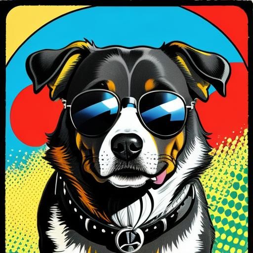 Dog in Sunglasses: Vintage Googie Pop Art