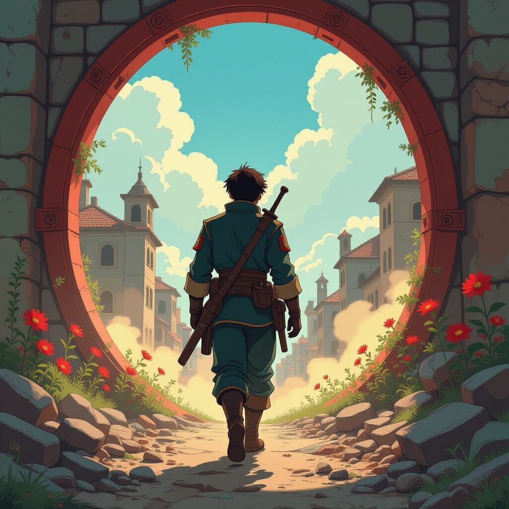 Portal from War to Joyful Colorful World