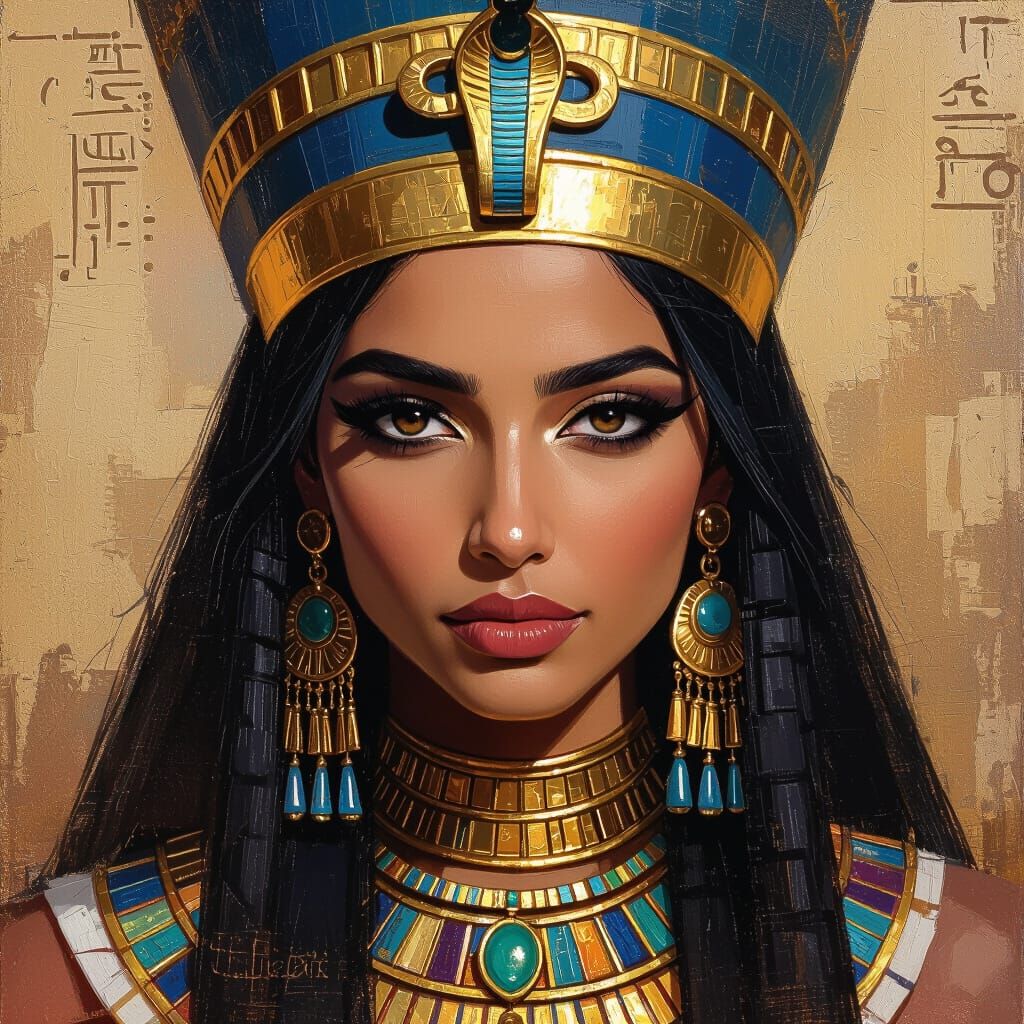 Vibrant Egyptian Woman in Faux-Oil Aesthetic