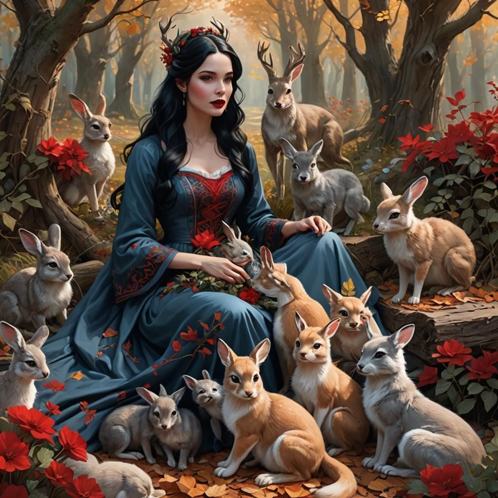 Enchanted Forest Queen with Woodland Creatures