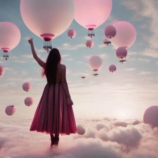 Dreamy Poppy Field with Bubbles in Ethereal 3D Render