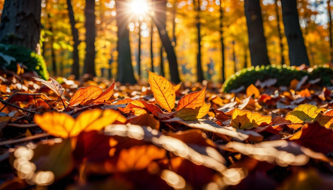 Autumnal Forest Floor in Golden Light