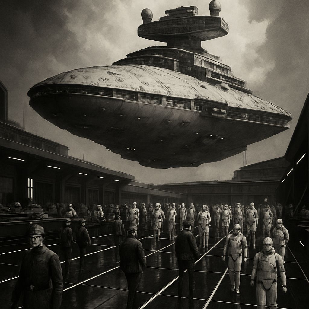 Vintage Star Destroyer Over Military Facility