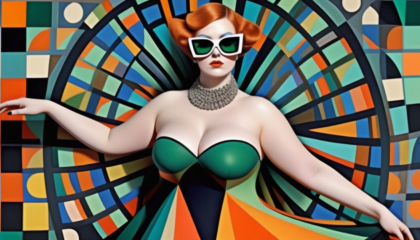 Surreal Woman Portrait with Geometric Optical Illusions